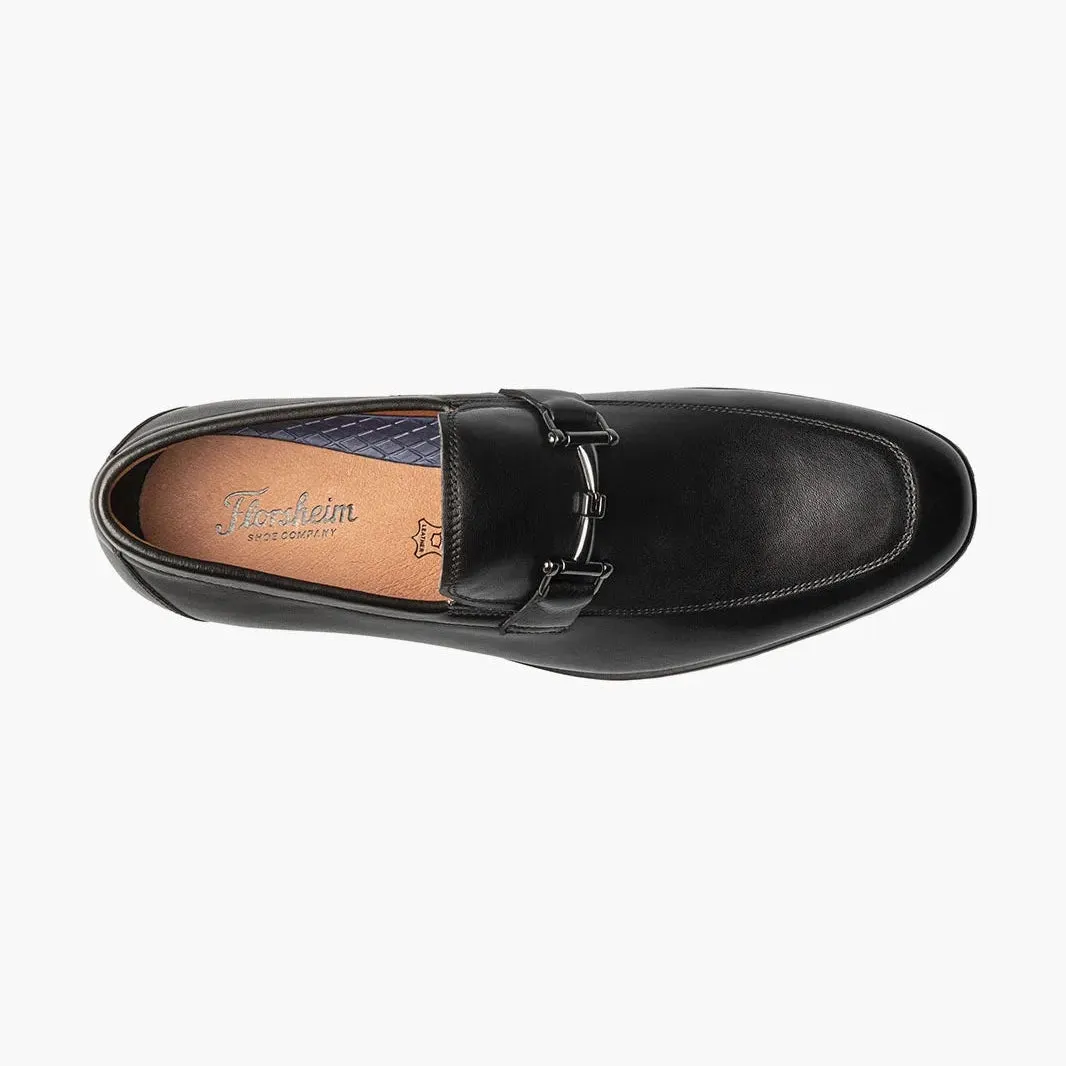 Florsheim Mens Black Slip-On Moc Toe Bit Loafer Dress Shoes