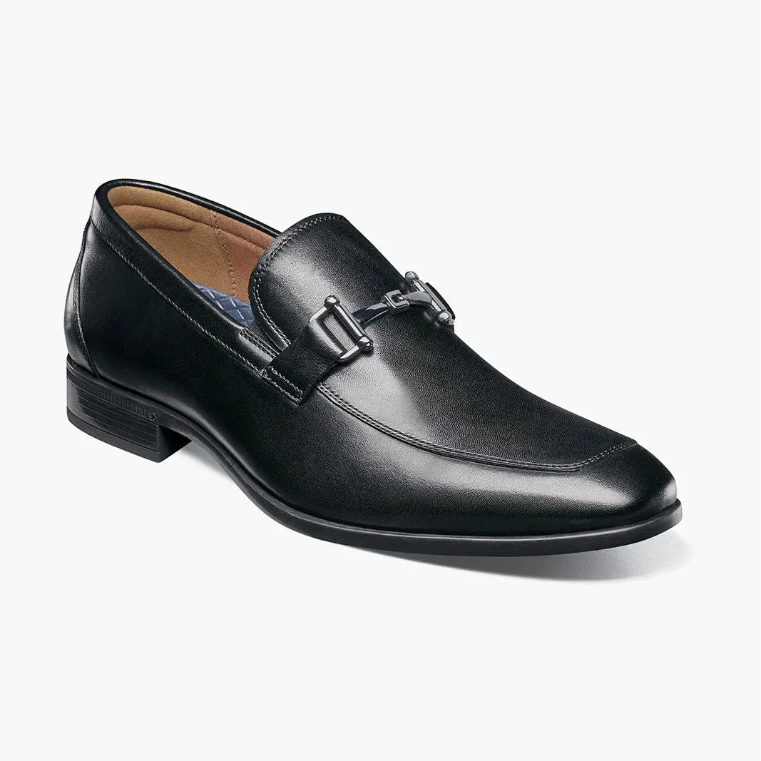 Florsheim Mens Black Slip-On Moc Toe Bit Loafer Dress Shoes