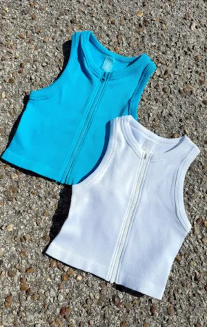 Full Zipper Rib Crop Tank