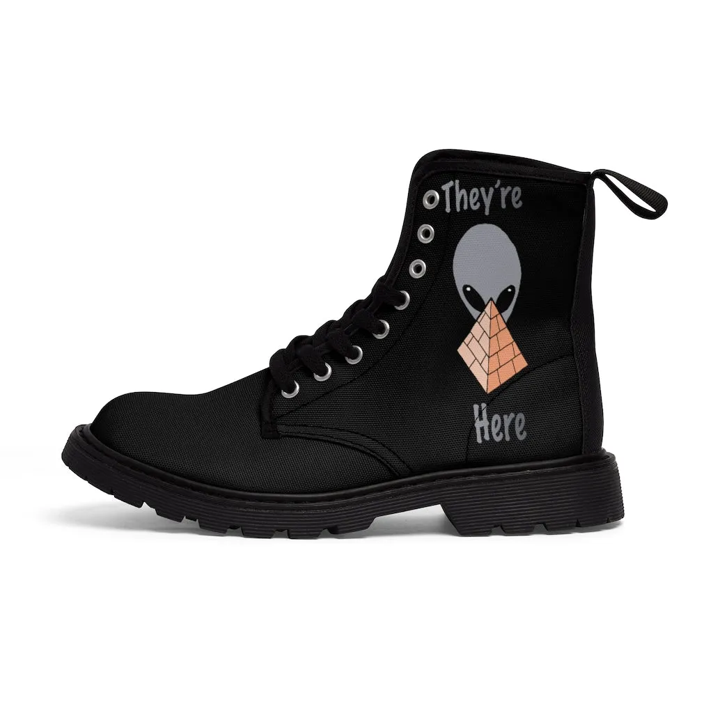 Gray Alien Pyramid Men's Canvas Boots