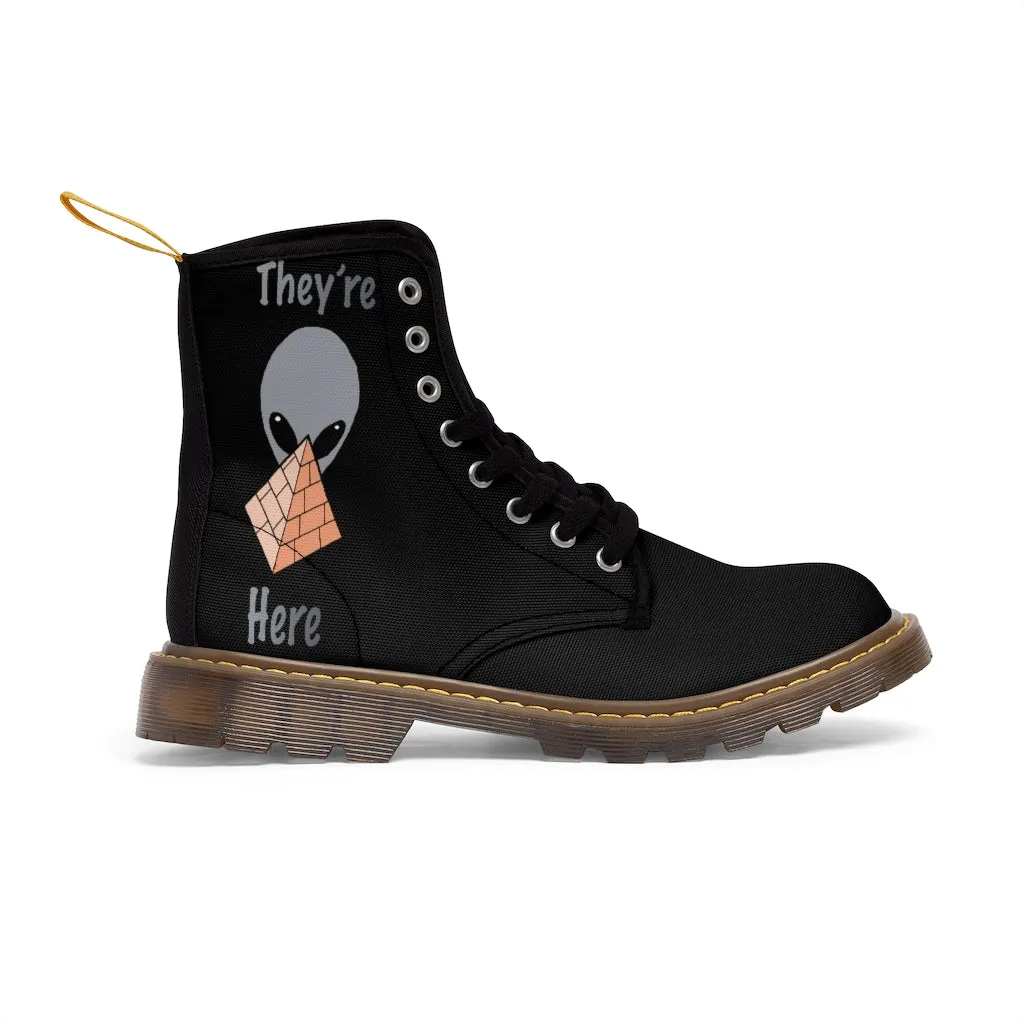 Gray Alien Pyramid Men's Canvas Boots