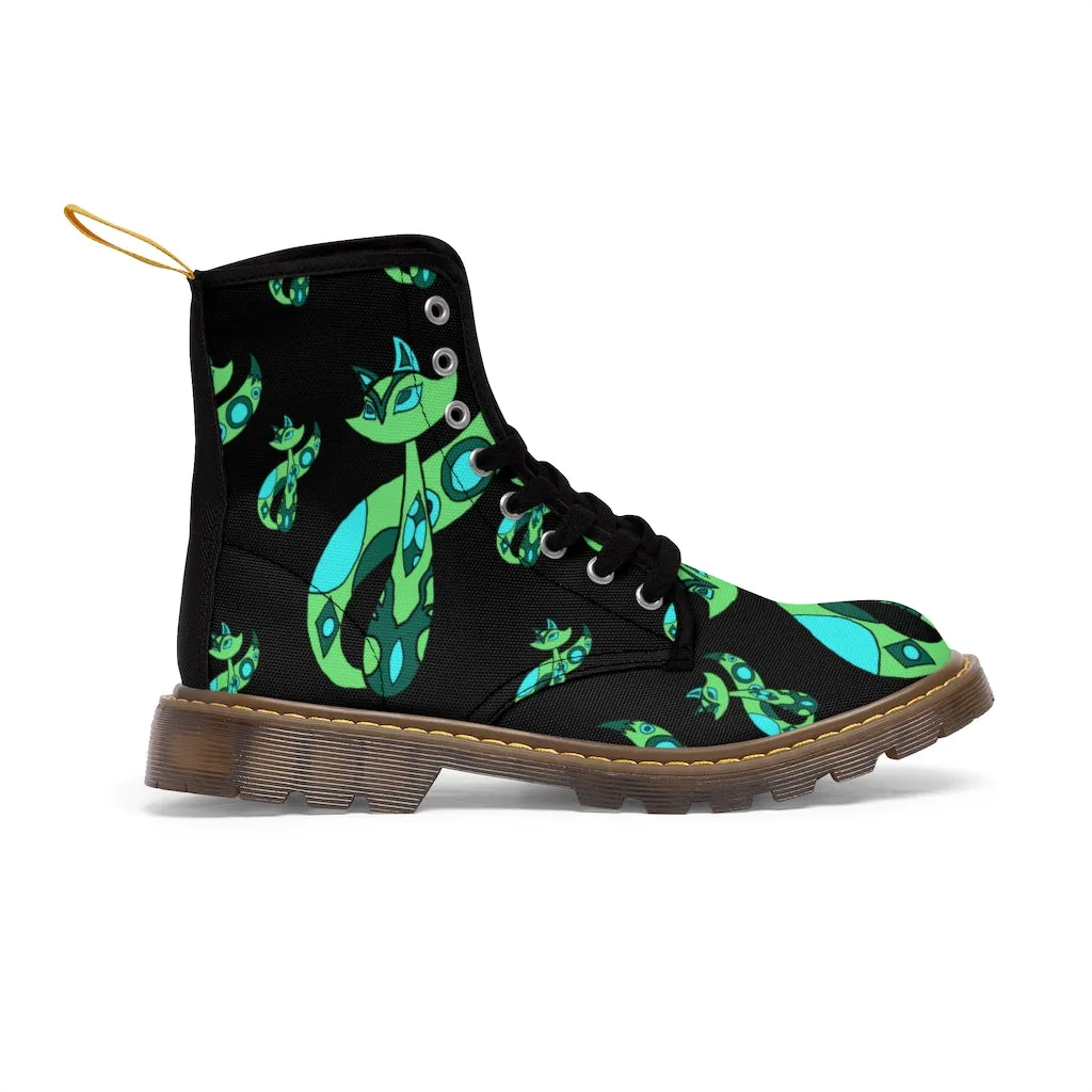 Green Cat Men's Canvas Boots