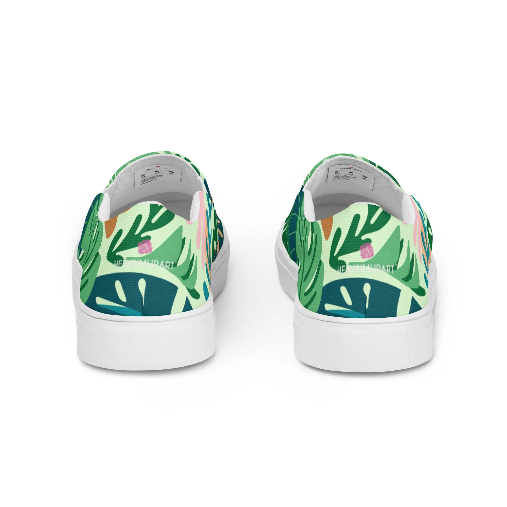 Green Tropical Women's Sneakers, Tropical Leaves Print Women’s Slip-On Canvas Shoes (US Size: 5-12)