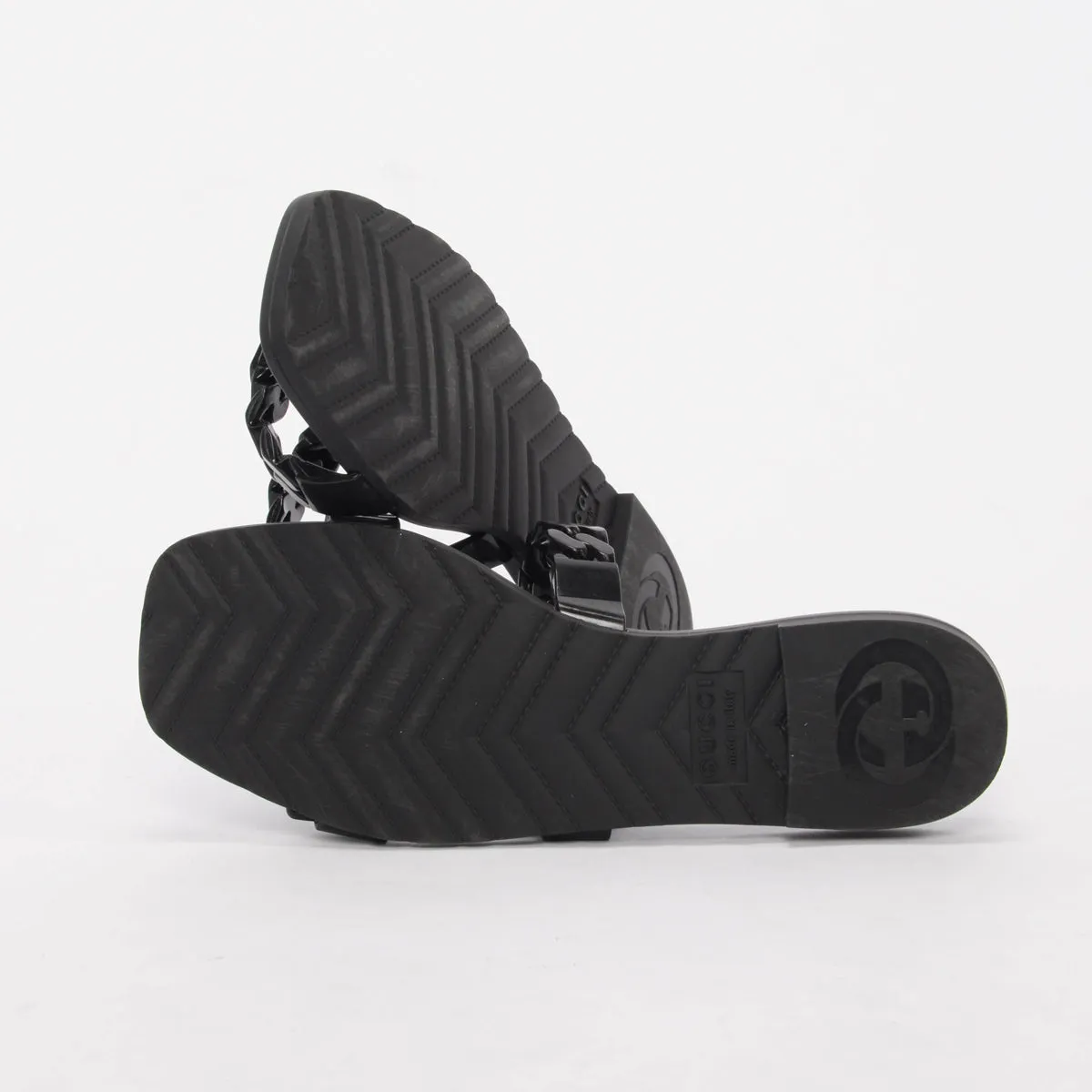 Gucci Black Rubber Chain Detail Sandals 35