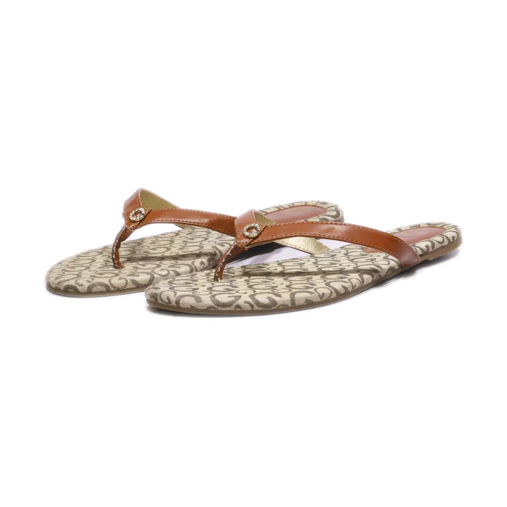 Guess Flip Flops Leather Brown Colour For Women