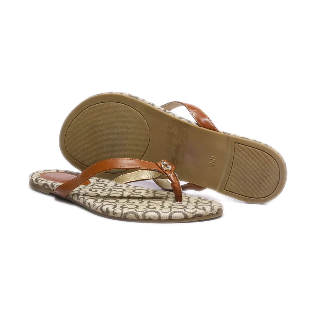 Guess Flip Flops Leather Brown Colour For Women