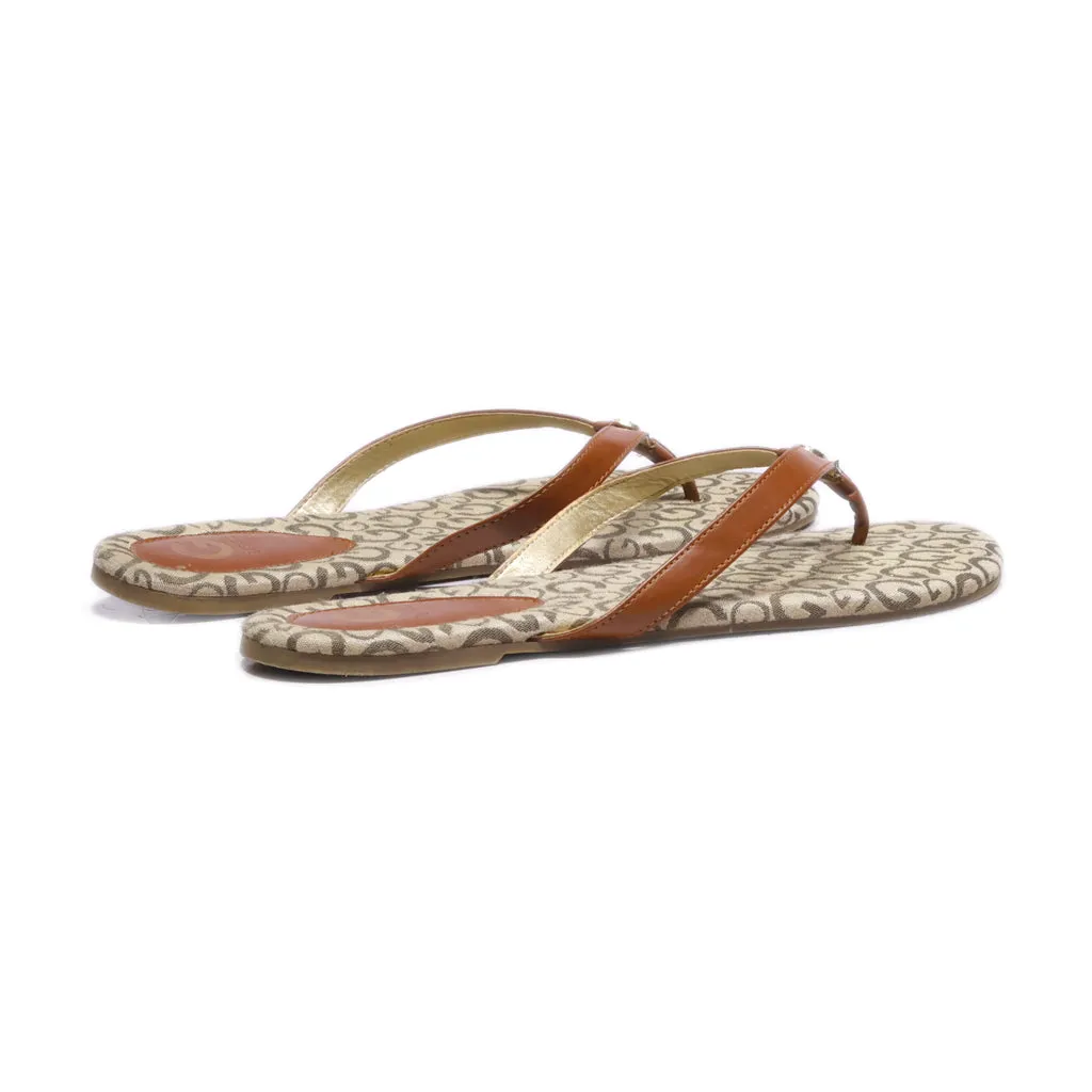 Guess Flip Flops Leather Brown Colour For Women