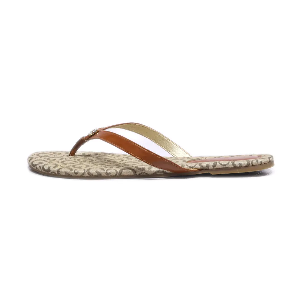 Guess Flip Flops Leather Brown Colour For Women