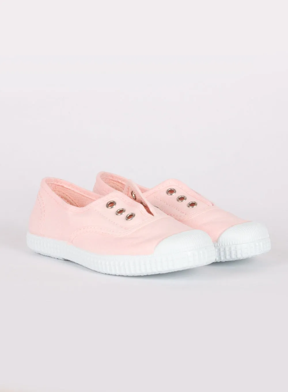 Hampton Canvas Plum Plimsolls in Pale Pink