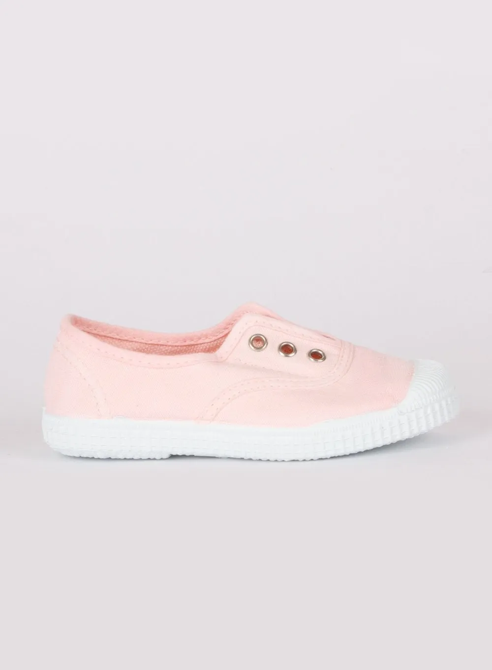 Hampton Canvas Plum Plimsolls in Pale Pink