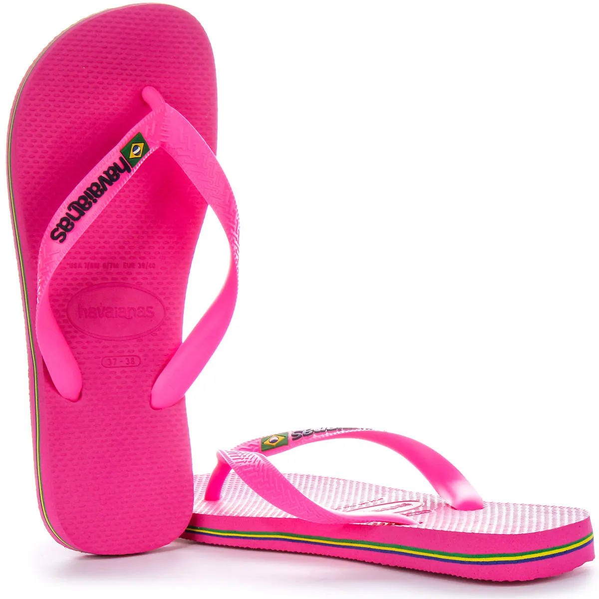 Havaianas Brasil Logo Neon In Pink For Unisex