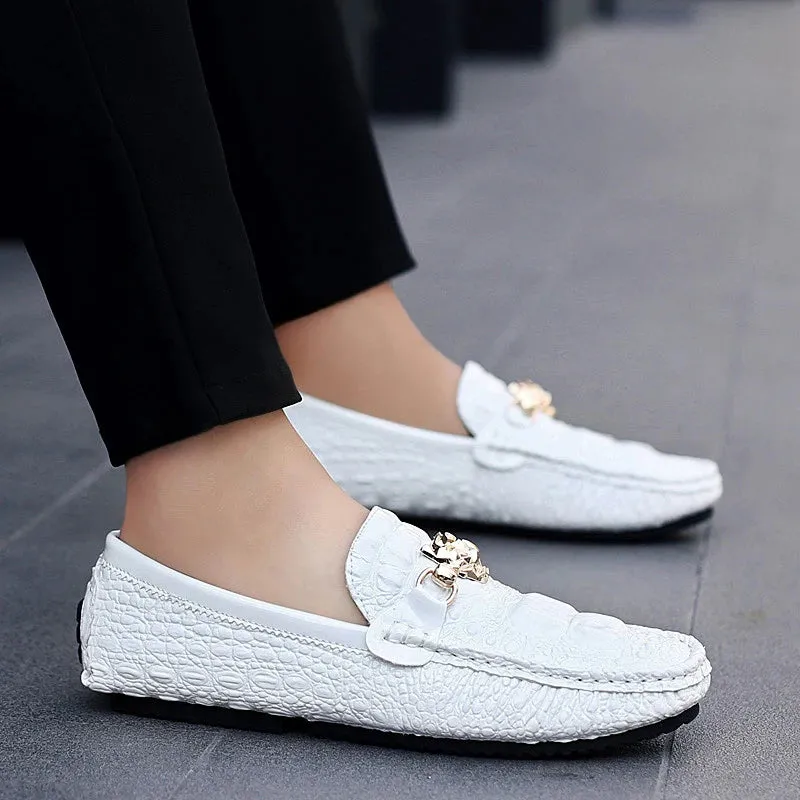 Hnzxzm 2024 New Stylish Men Big Size 39-48 Casual Moccasins Shoes White Silver Male Formal Business Office Shoes Party Moccasin Loafers