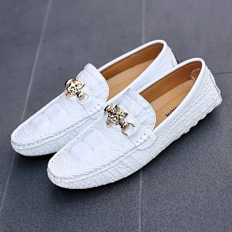 Hnzxzm 2024 New Stylish Men Big Size 39-48 Casual Moccasins Shoes White Silver Male Formal Business Office Shoes Party Moccasin Loafers