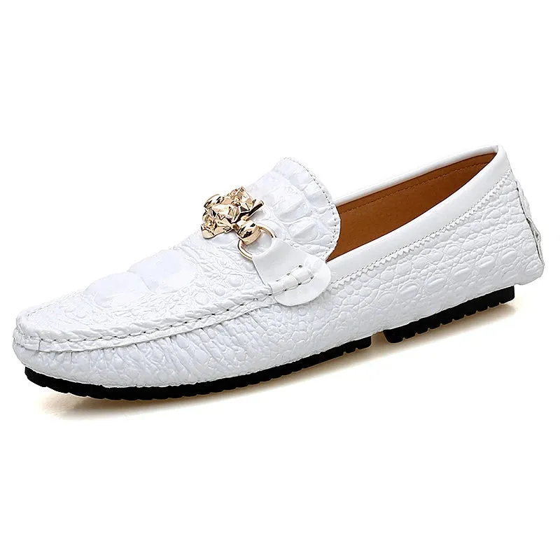 Hnzxzm 2024 New Stylish Men Big Size 39-48 Casual Moccasins Shoes White Silver Male Formal Business Office Shoes Party Moccasin Loafers