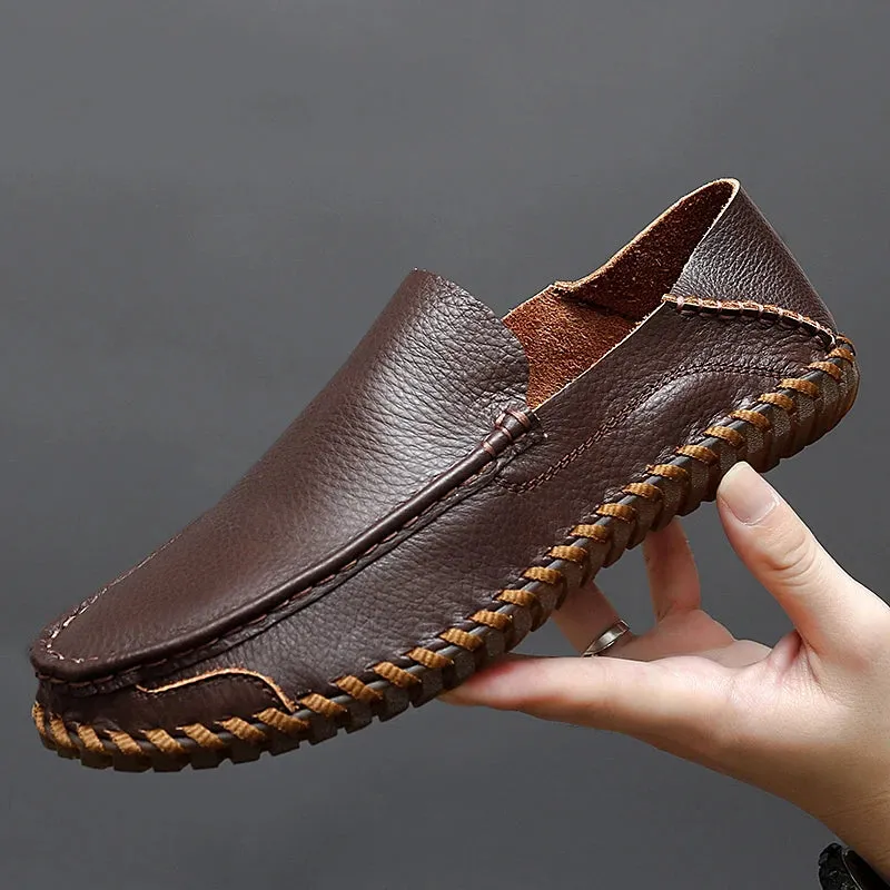 Hnzxzm Genuine Leather Men Loafers Cow Leather Casual Shoes For Man Soft Spring Moccasins Plus Size 38-48 Tenis Masculinos