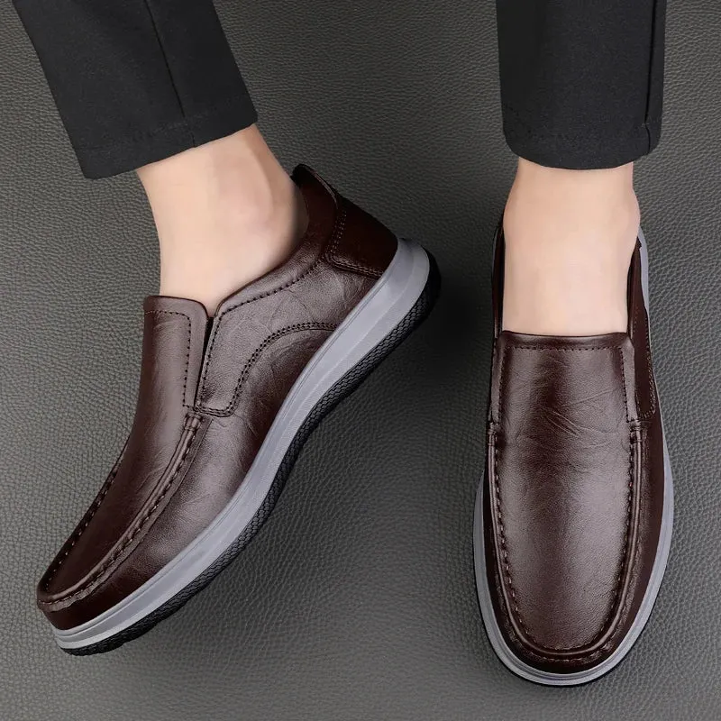 Hnzxzm Men Leather Shoes Casual Luxury Brand Soft Mens Sneakers Breathable Lace up Moccasins Mens Business Formal Shoes