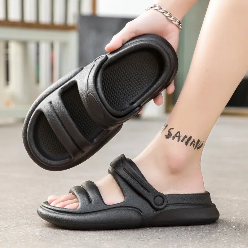 Hnzxzm Soft Bottom Home Slippers Men's Summer Casual Fashion Non-slip Beach Sandals Women's Comfortable Soft Bottom Sandals