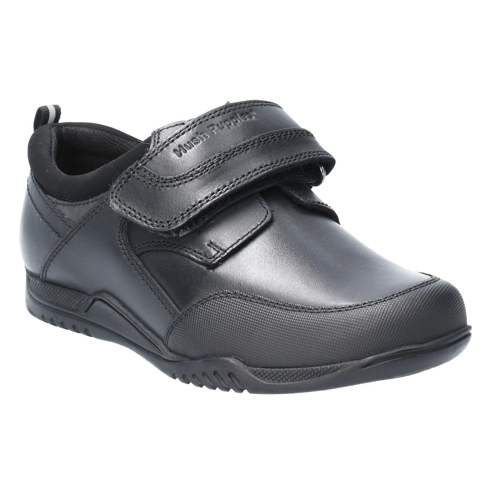 Hush Puppies Boys Noah Leather School Shoes - Black