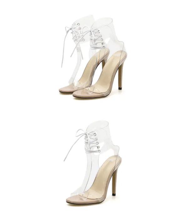 Jelly Transparent Heel Sandals - Women's shoes