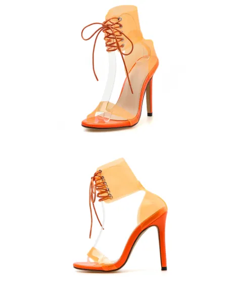 Jelly Transparent Heel Sandals - Women's shoes