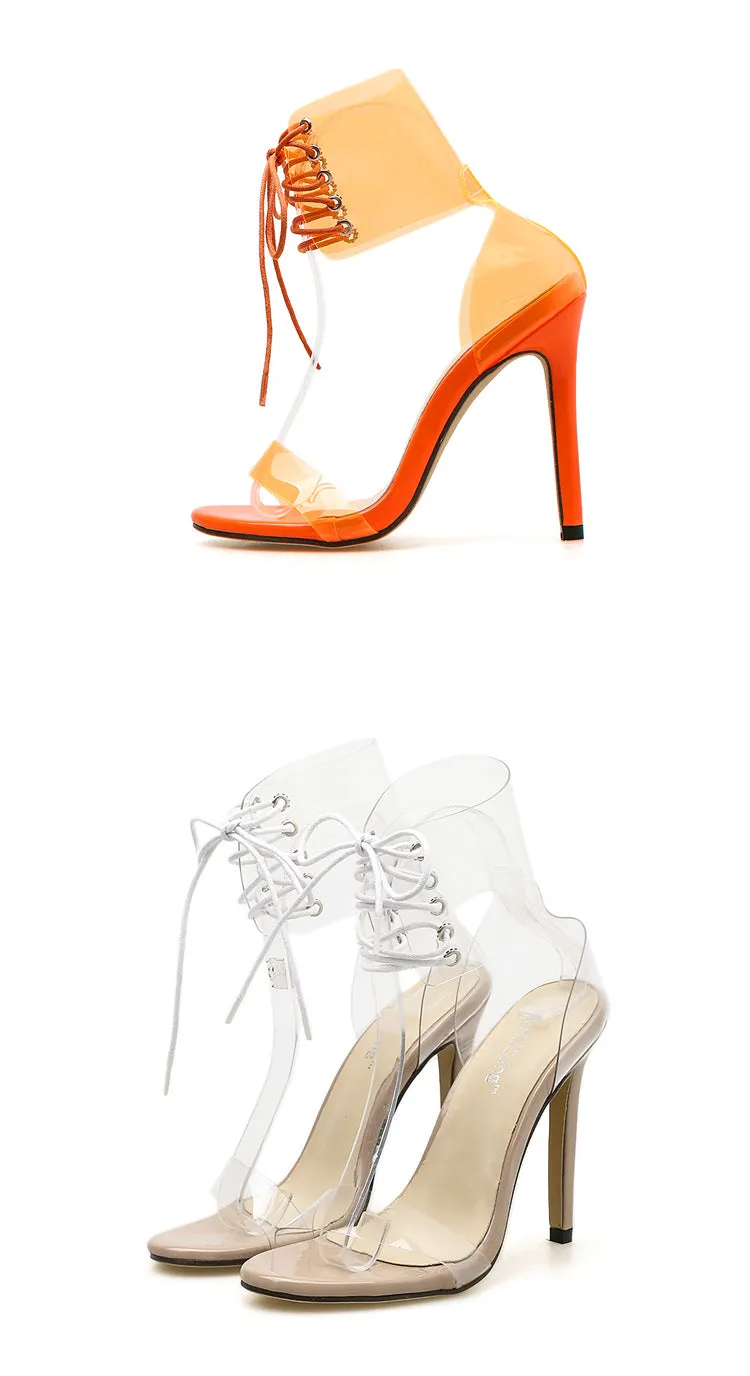 Jelly Transparent Heel Sandals - Women's shoes