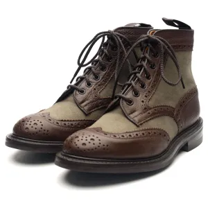 'Kelmscott' Brown Green Leather Brogue Boots UK 6.5