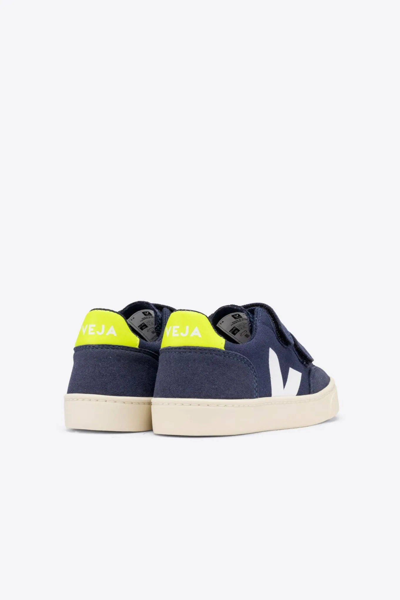 Kid Junior V12 VELCRO Canvas marine jaune fluo | Veja