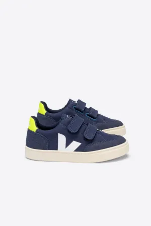 Kid Junior V12 VELCRO Canvas marine jaune fluo | Veja