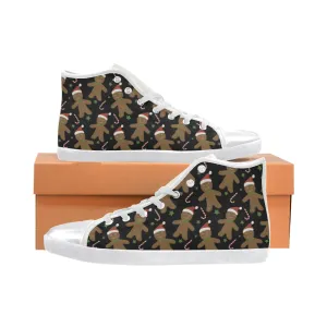 Kid's Candyman Christmas Print Canvas High Top Shoes (White)