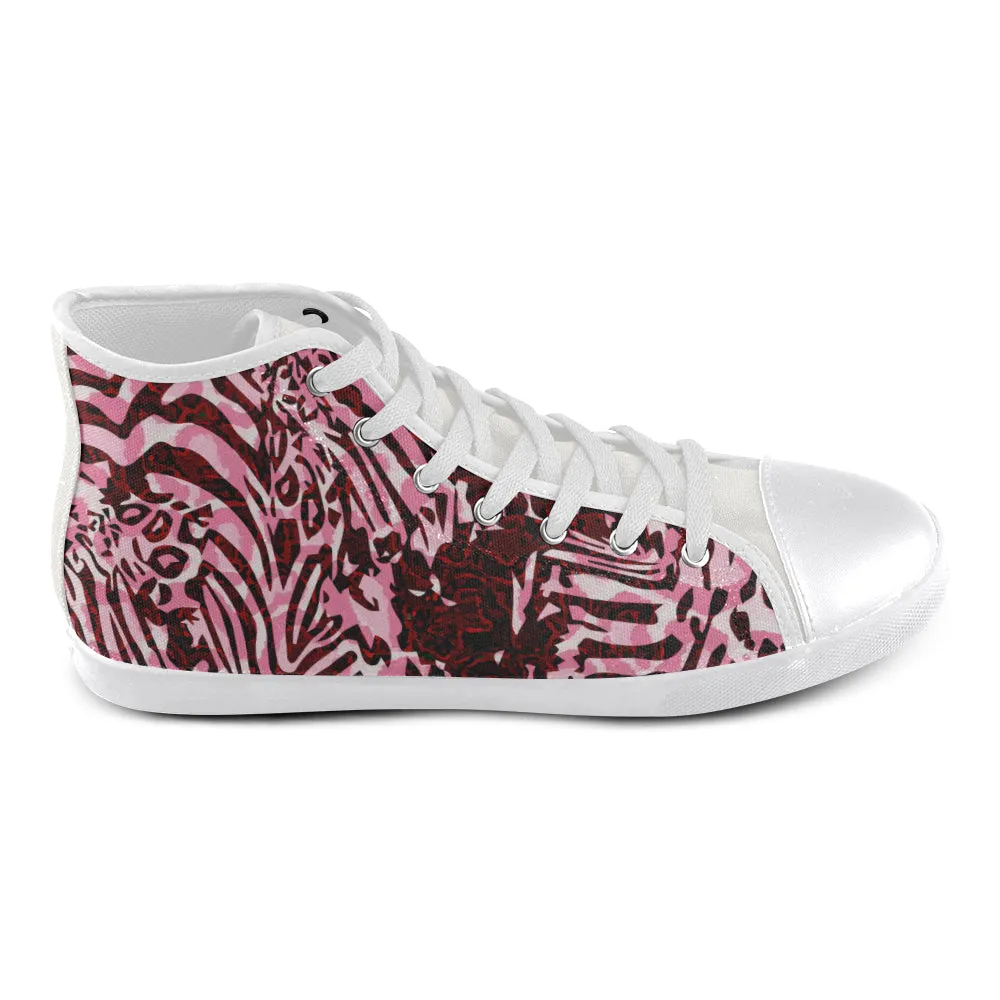 Kids Wild Animal Print Canvas High Top Shoes