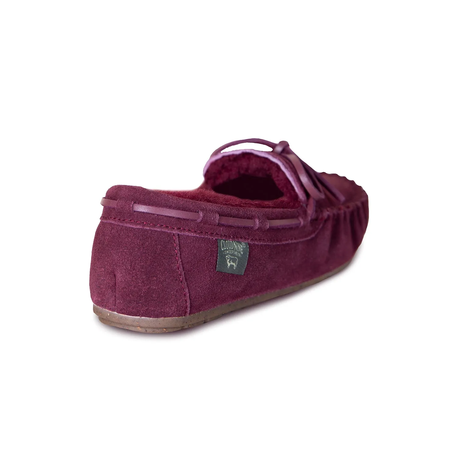 Ladies Sheepskin Moccasins 2 Burgundy