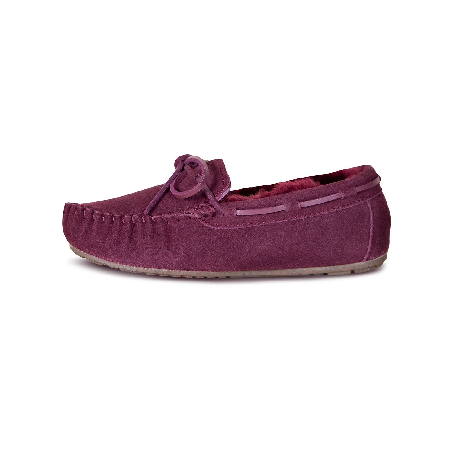 Ladies Sheepskin Moccasins 2 Burgundy