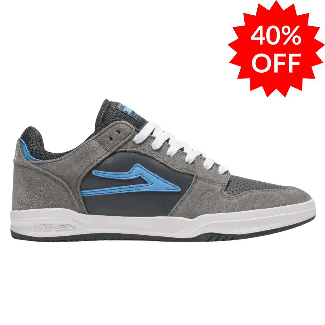 Lakai Telford Low - Grey / Cyan Suede - Skate Shoes