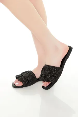 Layered Ruffle Square-Toe Sandals