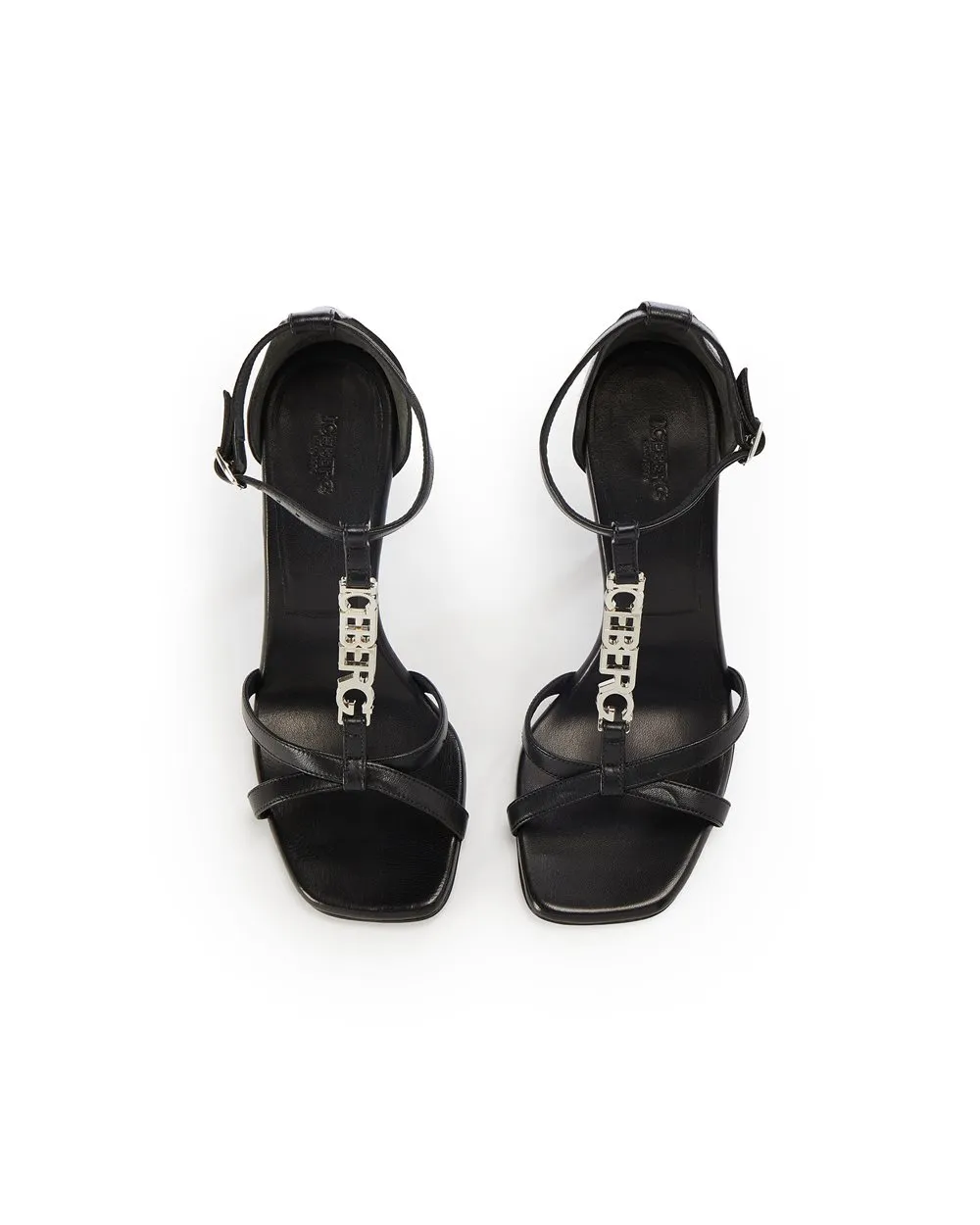 Leather sandals with logo