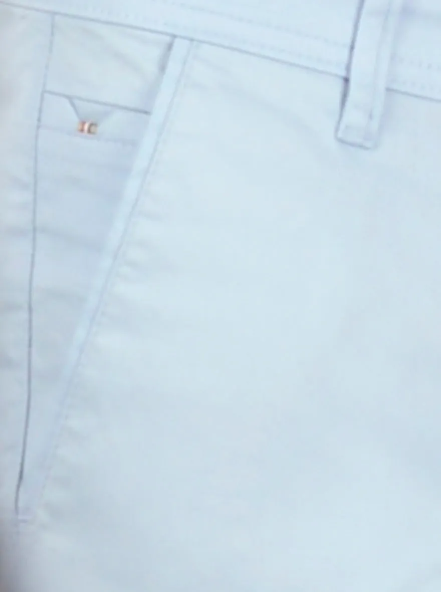 Light Blue Solid Slim Fit Casual Trouser | Greenfibre