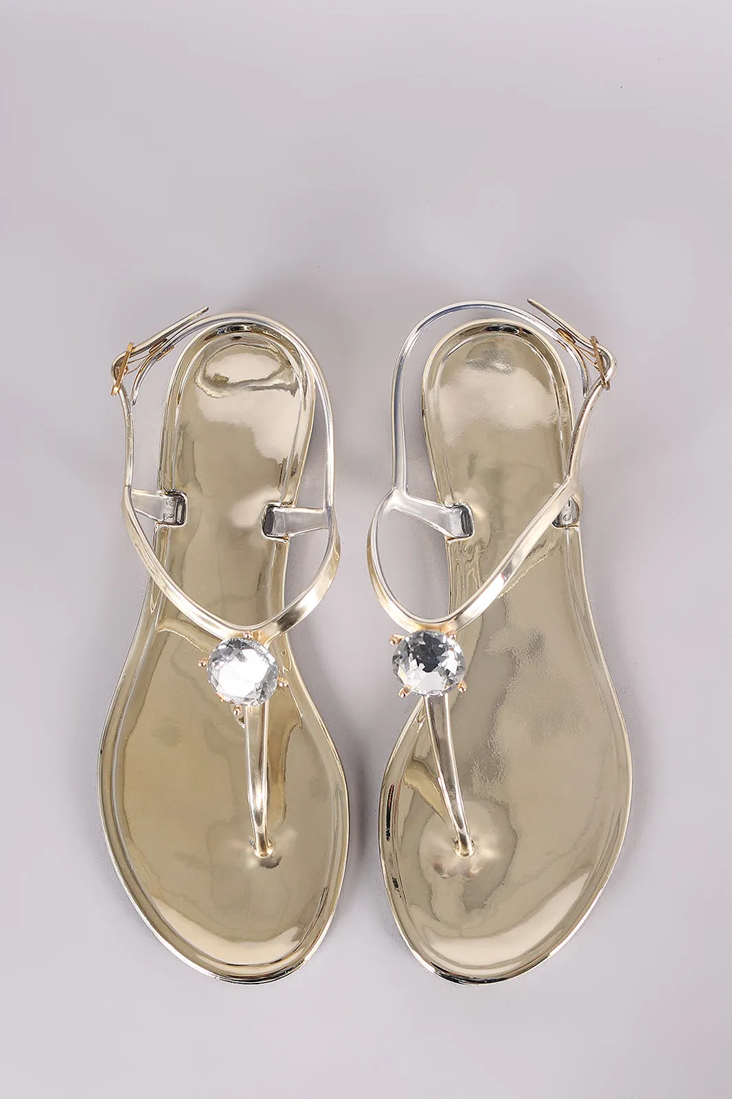 Liliana Jewel Accent T-Strap Jelly Flat Sandal