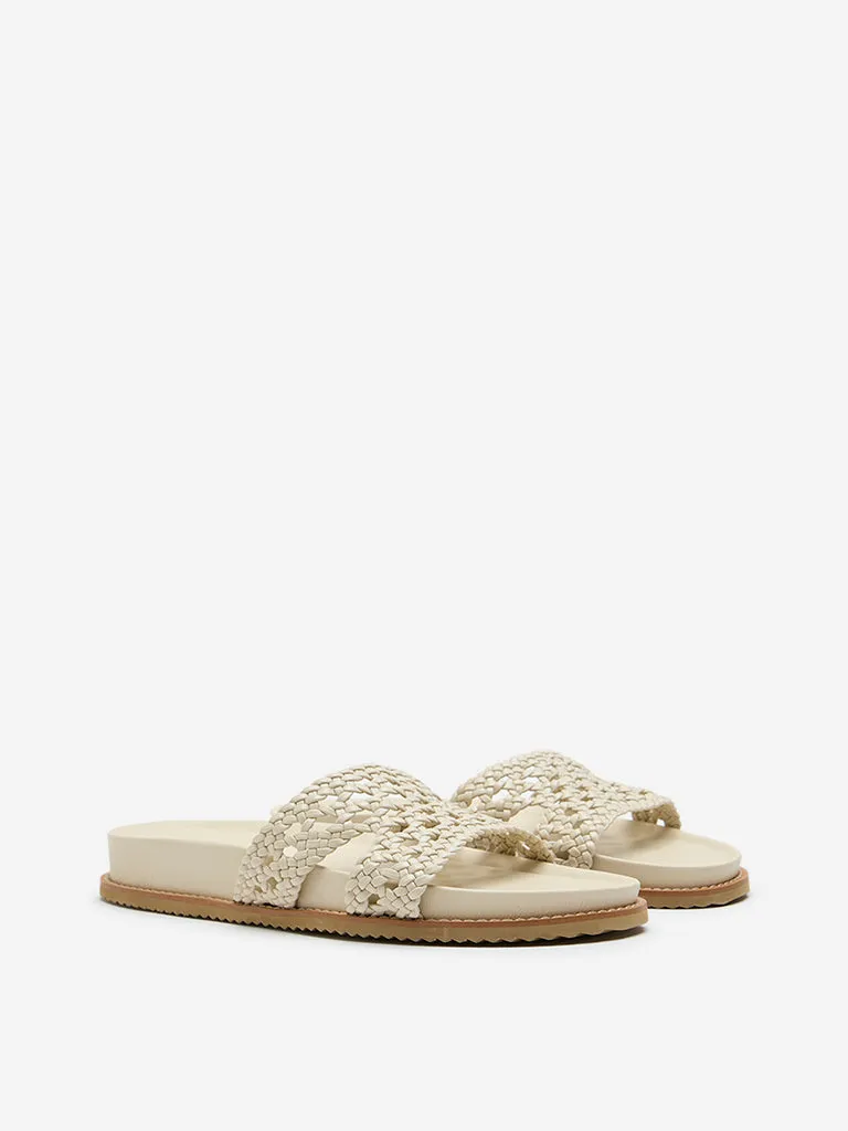 LUNA BLU Ivory Woven Mule Sandals