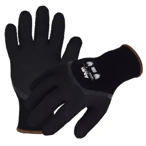 (LW1030) Winter Work Gloves, 7-Gauge Black Seamless Acrylic Winter Gloves w/ Brushed Acrylic Fleece Interior and Black Foam Latex 3/4 Coating, 2X-Large, Case of 12 Pairs