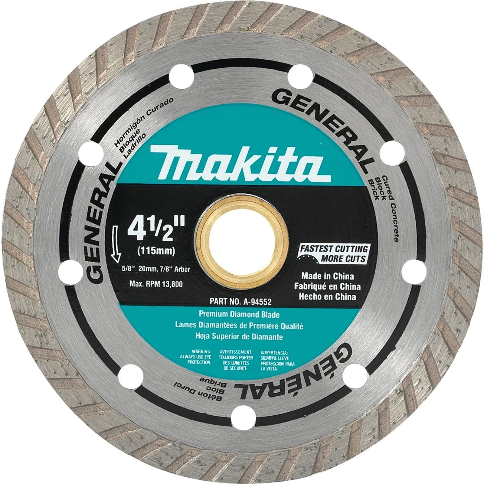 Makita (A-94552) 4-1/2" Diamond Blade, Turbo, General Purpose