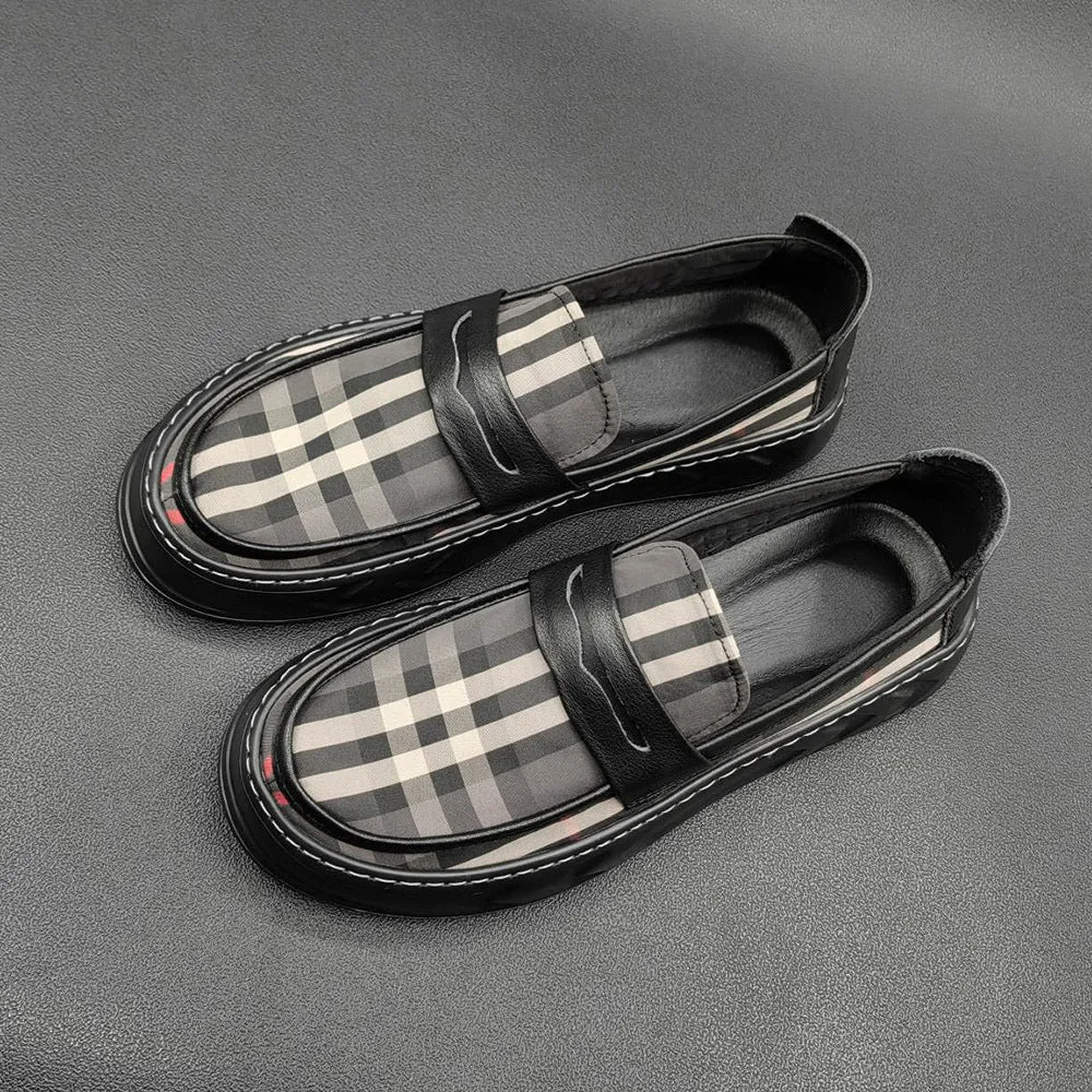 Men Casual Plaid Canvas Flat Loafers