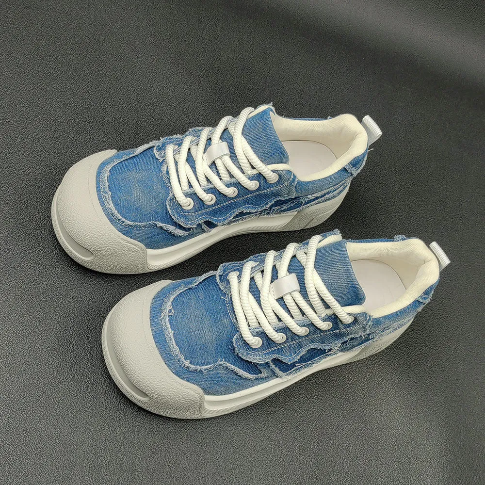 Men Fashion Patchwork Denim Canvas Casual Shoes