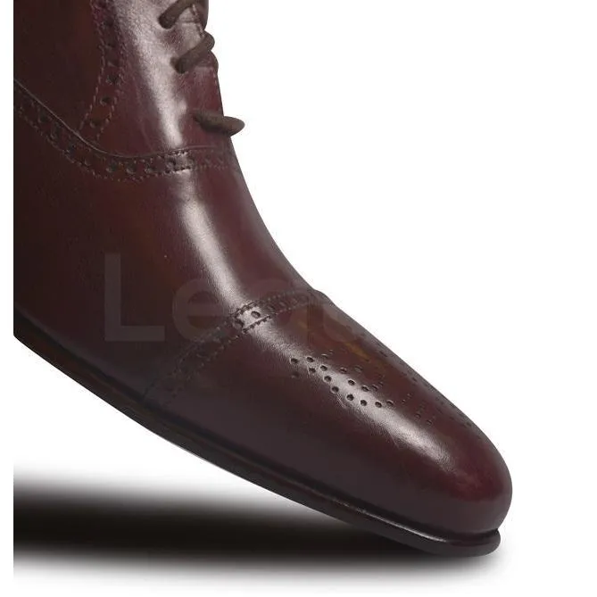 Men Red Brogue Handmade Genuine Leather Shoes