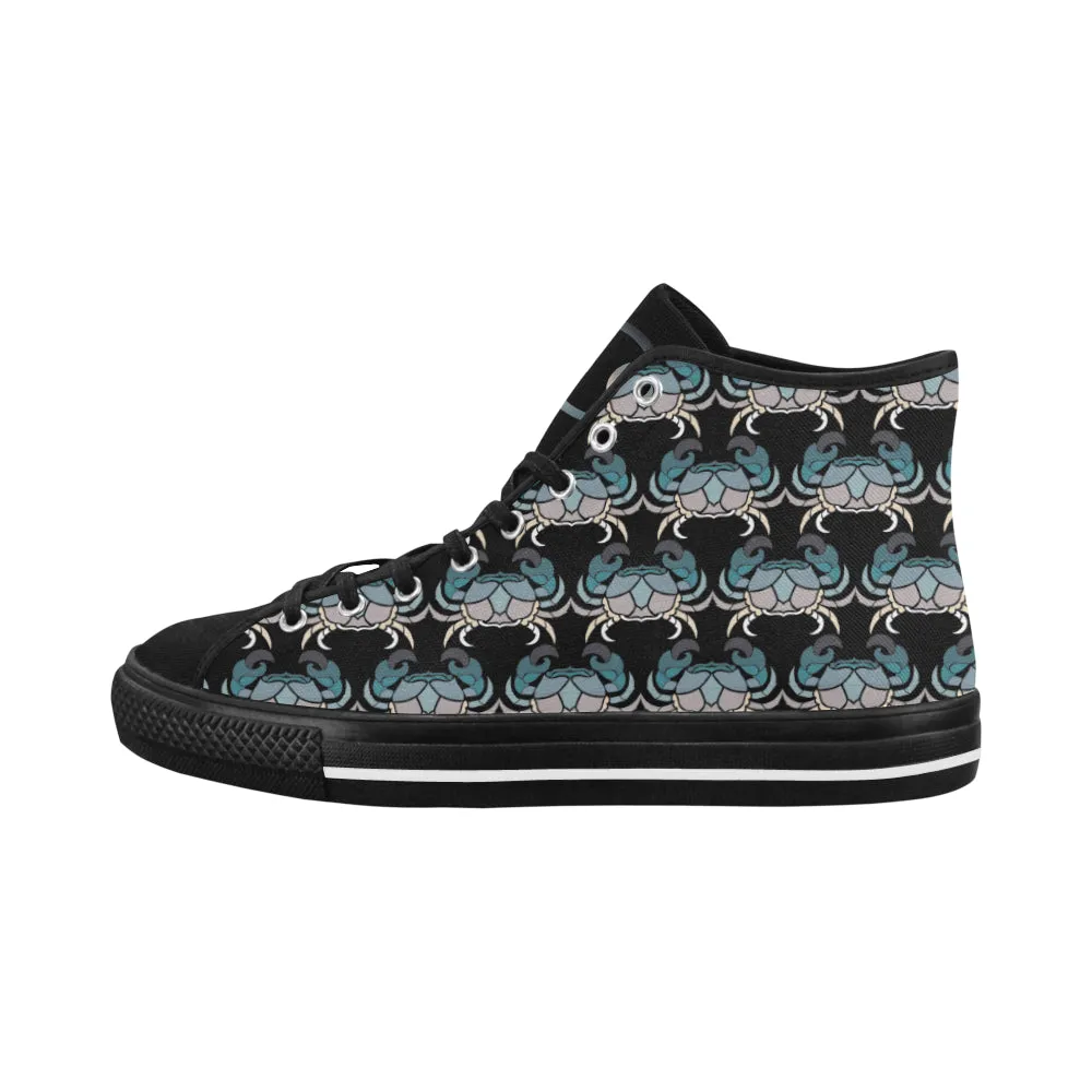 Men's Cancer Crab Zodiac Print Canvas High Top Shoes