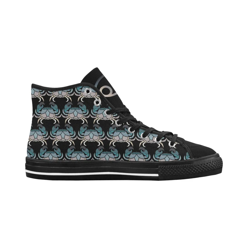 Men's Cancer Crab Zodiac Print Canvas High Top Shoes