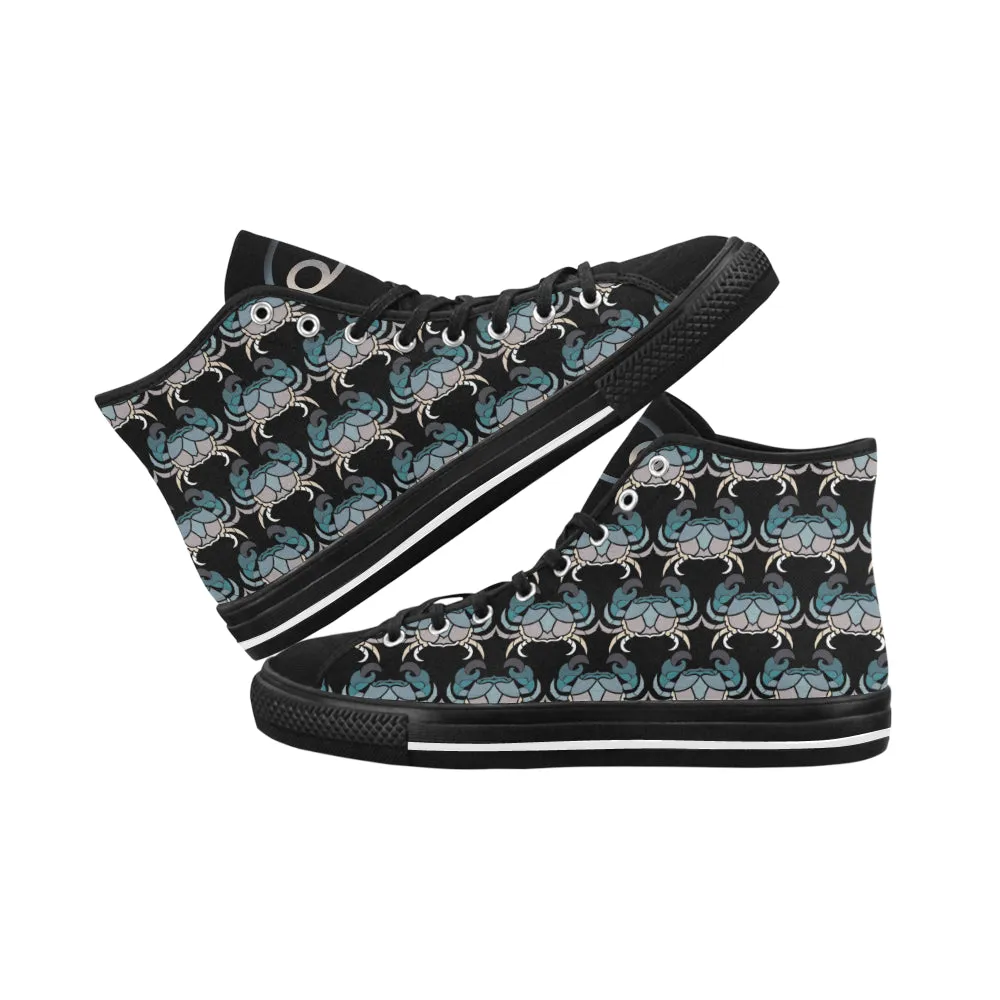 Men's Cancer Crab Zodiac Print Canvas High Top Shoes