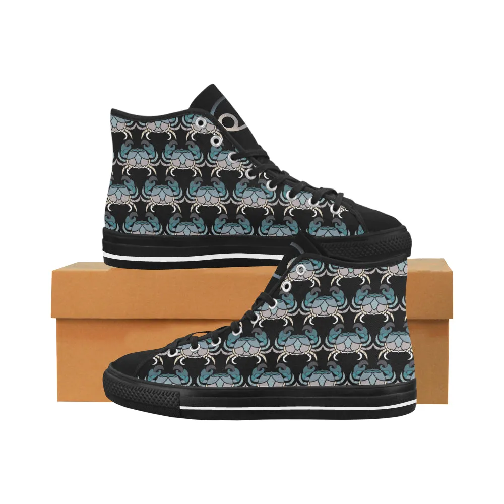 Men's Cancer Crab Zodiac Print Canvas High Top Shoes