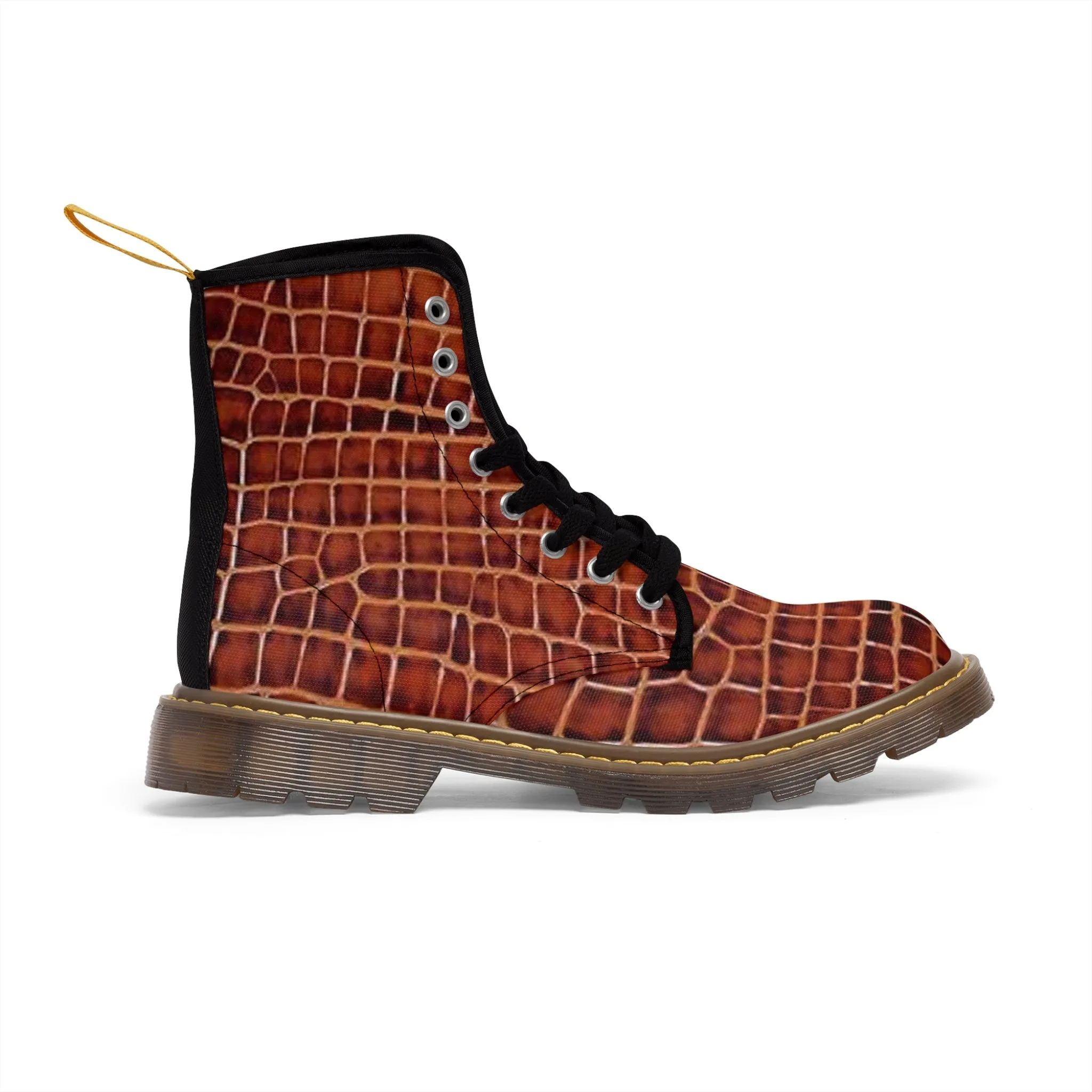 Men's Canvas Boots brown reptile by Mariu del Campo.