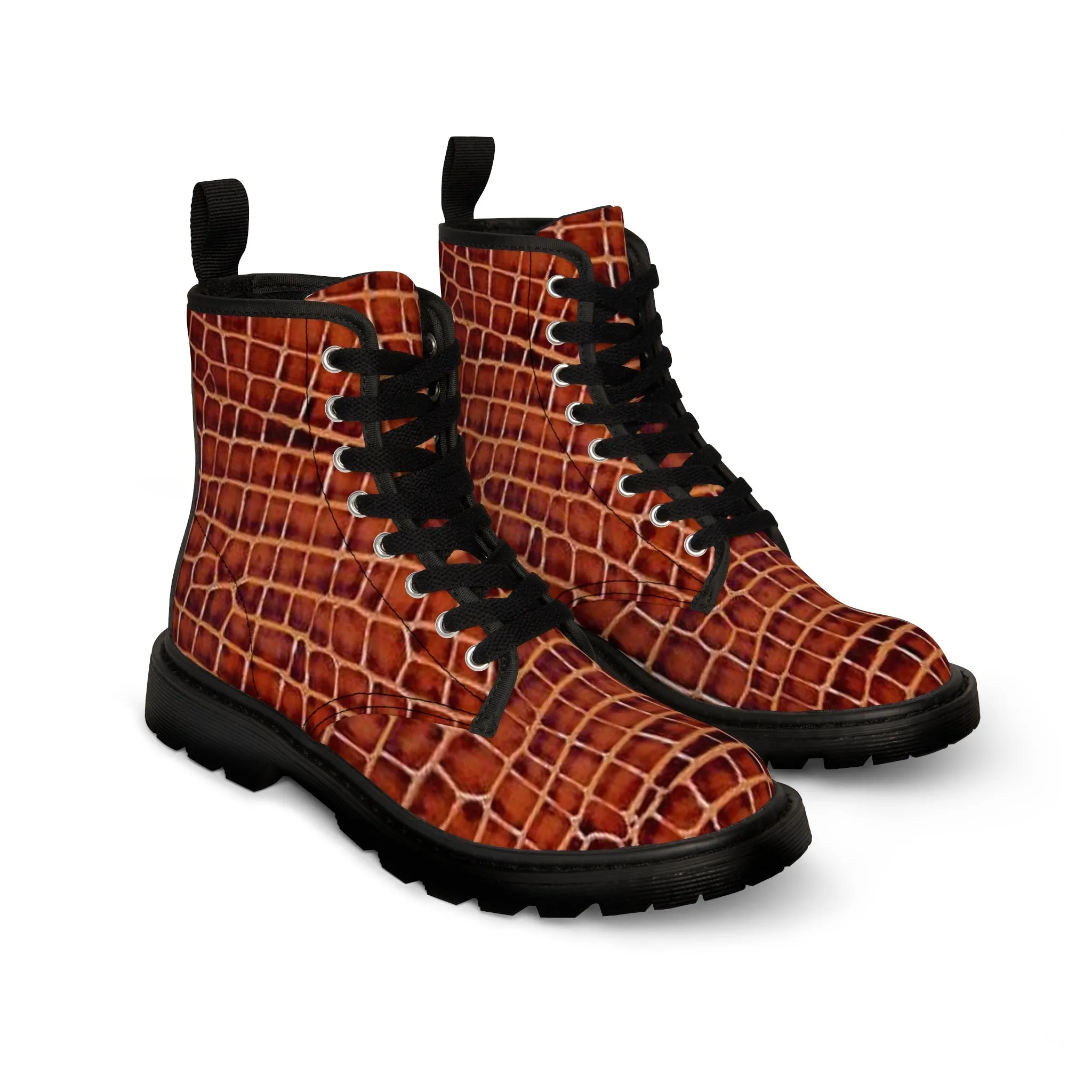 Men's Canvas Boots brown reptile by Mariu del Campo.