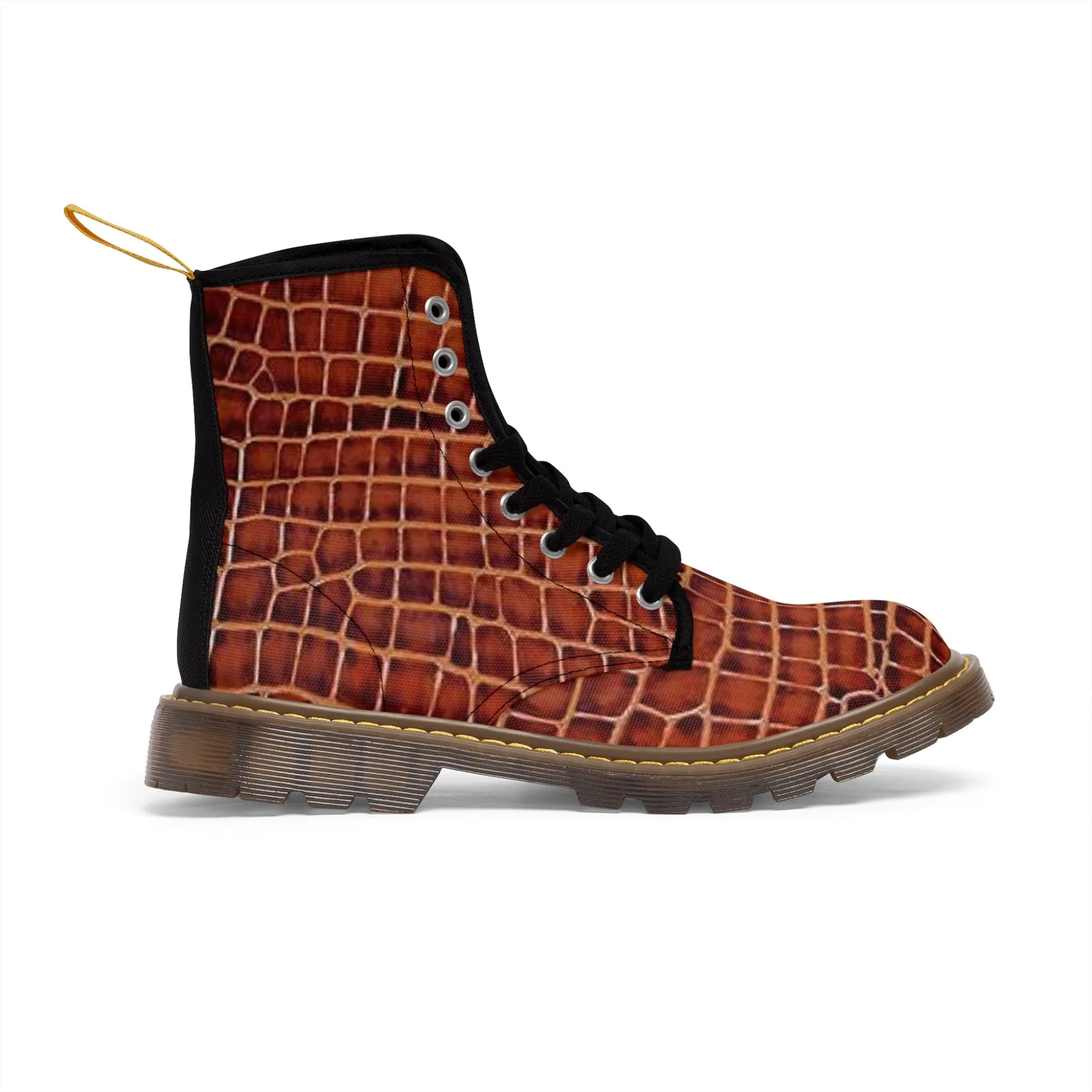 Men's Canvas Boots brown reptile by Mariu del Campo.